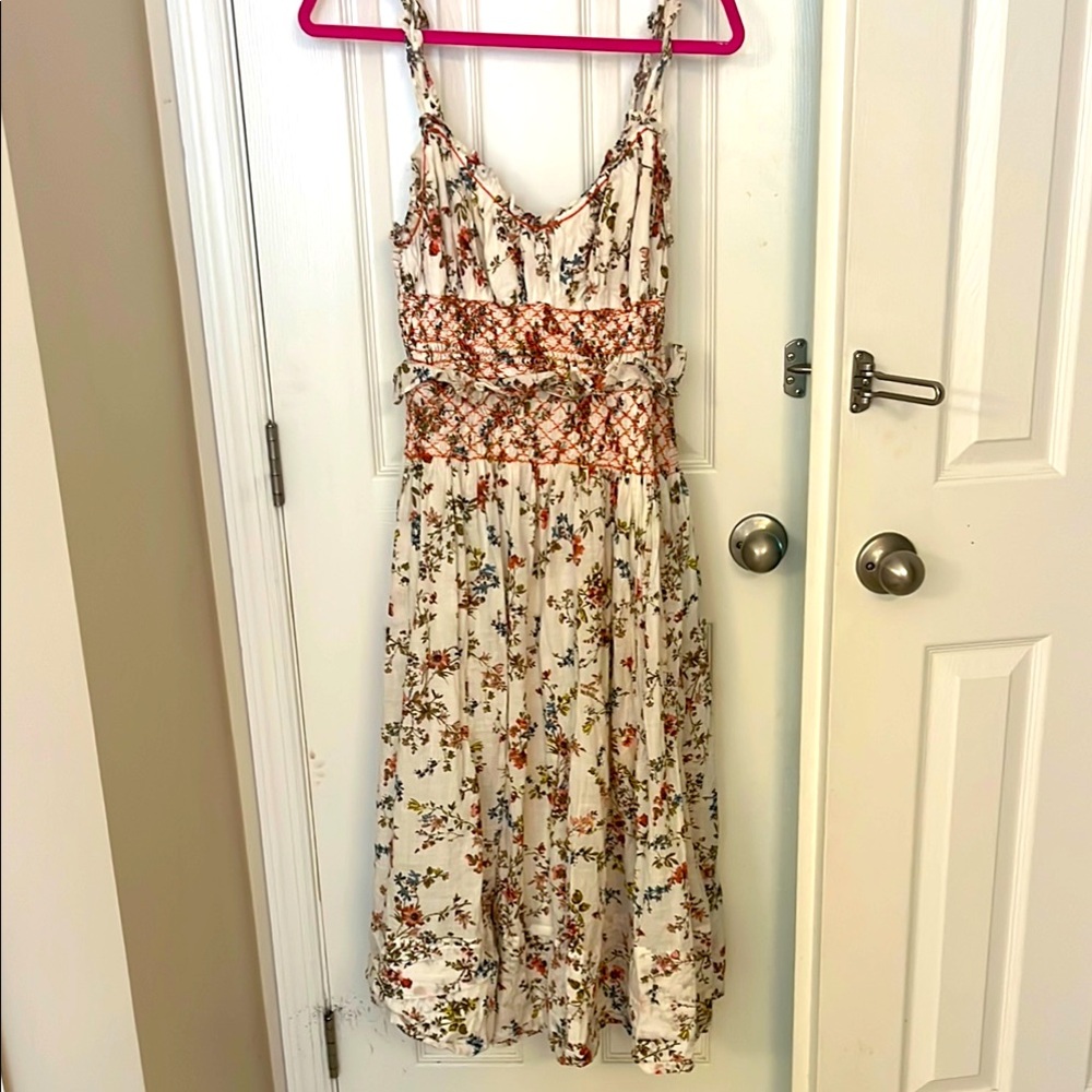 Anthropologie cream Floral Print Sundress
